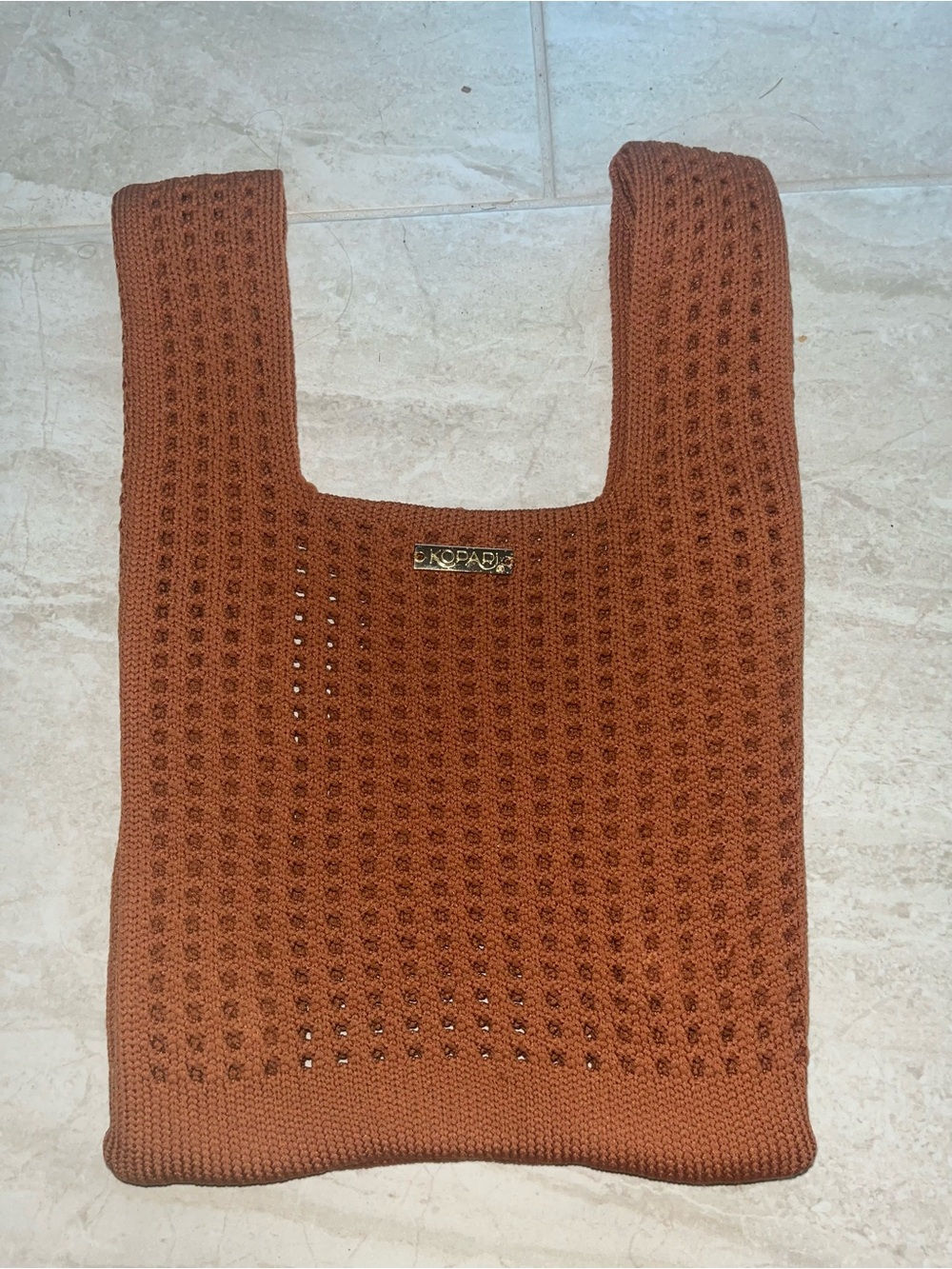 Kopari Terracotta Knit Tote with Wide Straps